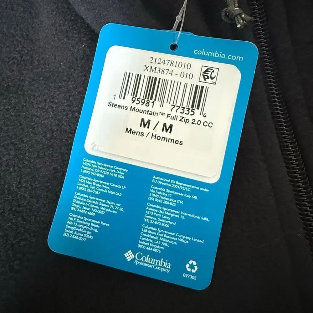 Columbia Steens Mountain Black Fleece Full Zip 2.0 Jacket - Men’s US M